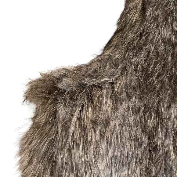 Y2K Brown White Mob Wife Maximalist New York Streetwear Faux Fur Vest Sz Medium - Picture 12 of 14